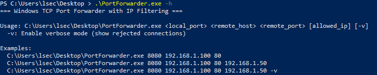 PortForwarder usage on CLIENT01