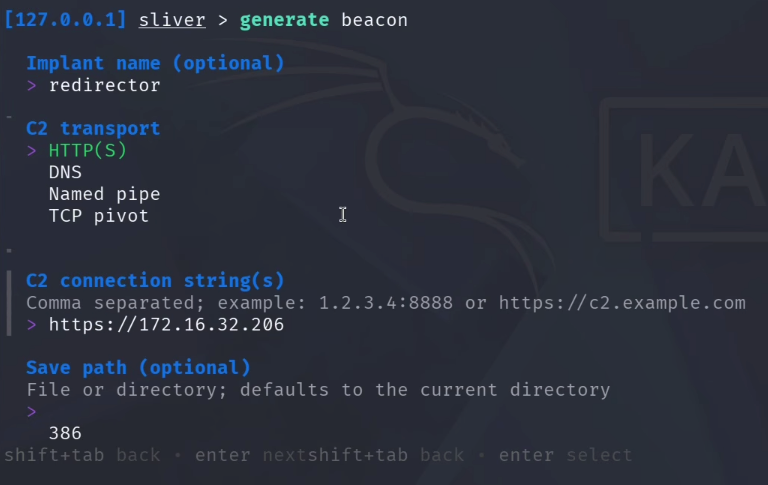 Sliver beacon generation wizard