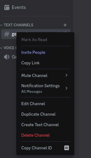 Channel menu