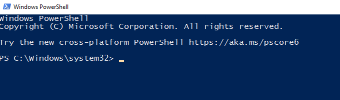 powershell.exe with flushed settings is spawned.
